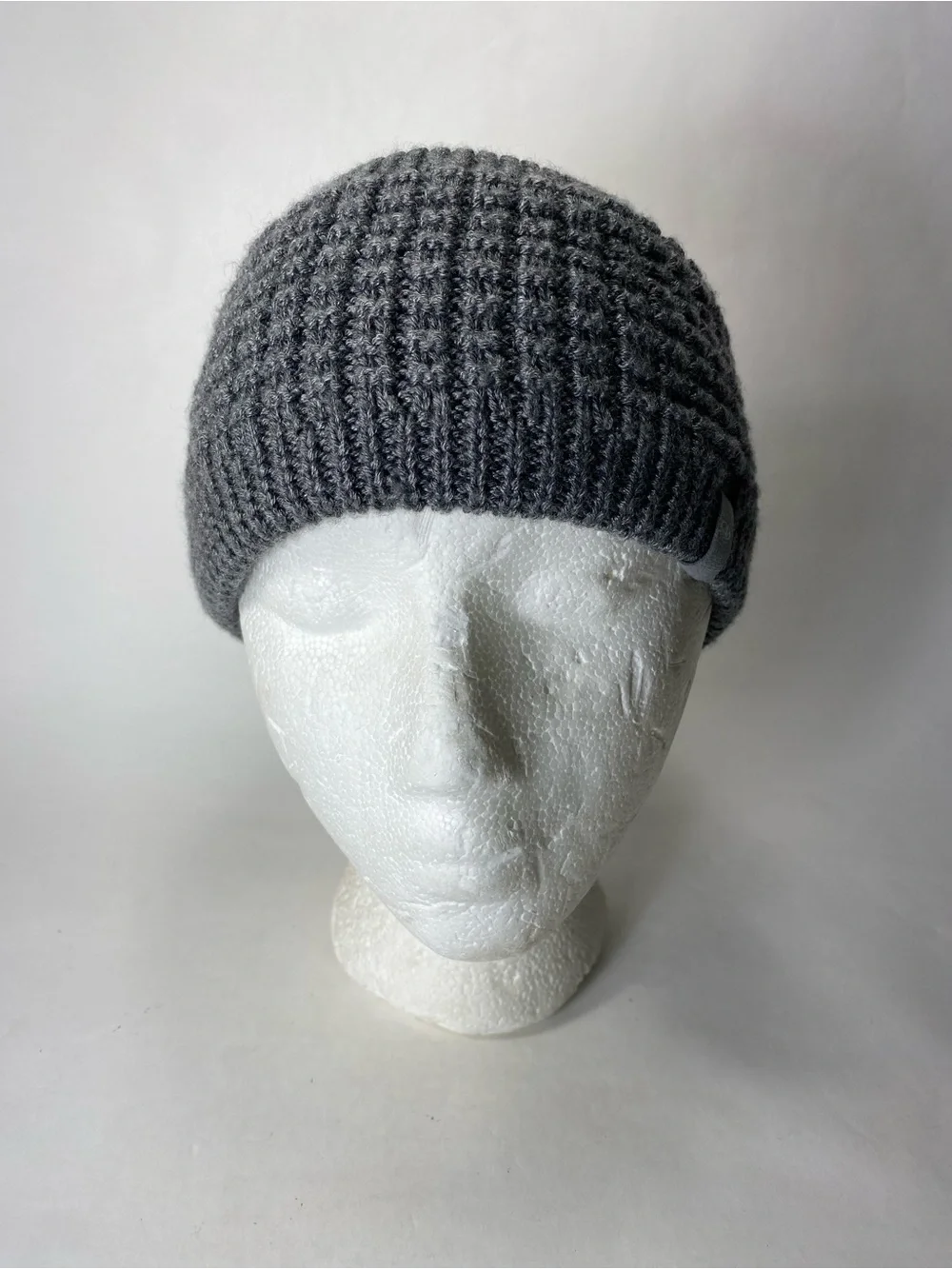 Icebreaker Merino Wool Gray Waffle Knit Winter Earband Headband (lining holes)